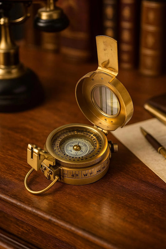 Antique-Style Brass Pocket Compass – Maritime Navigation Instrument