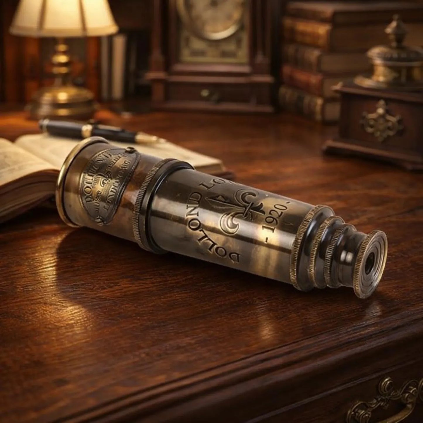 Vintage Brass Marine Spyglass Telescope with box