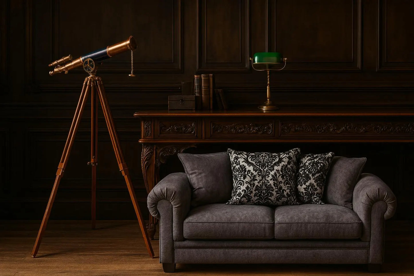 Double-Barrel Brass Telescope with Wooden Tripod – Nautical Decor & Collector Gift