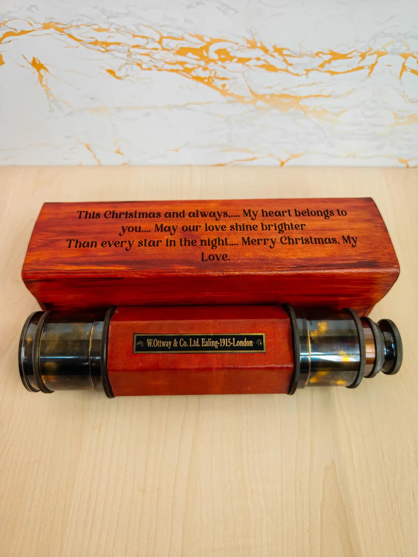 Personalized Brass Spyglass Telescope – Handmade 24" Victorian Marine Telescope with Leather Case
