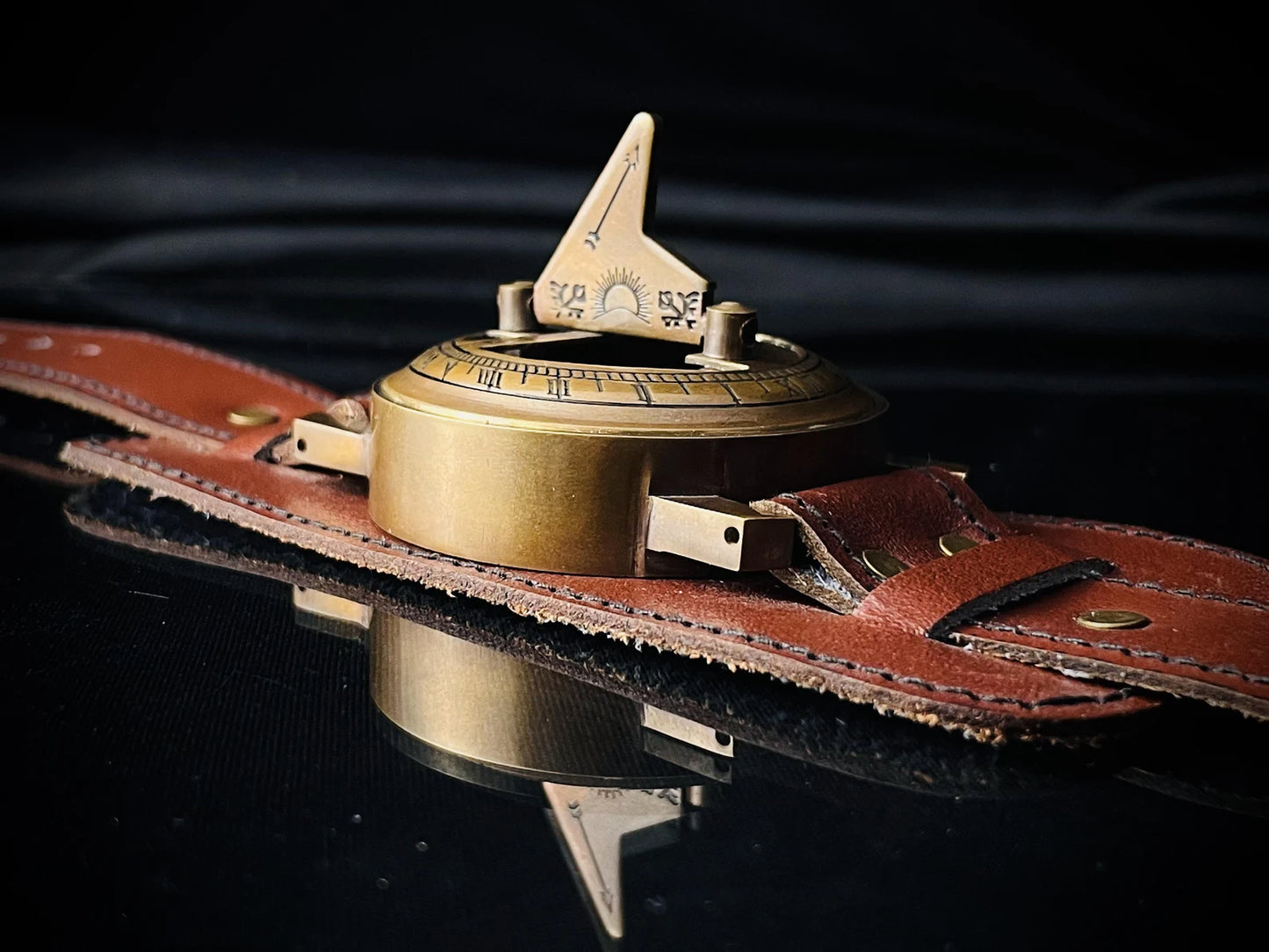 Brass Sundial Compass Wrist Watch – Custom Engraved Gift