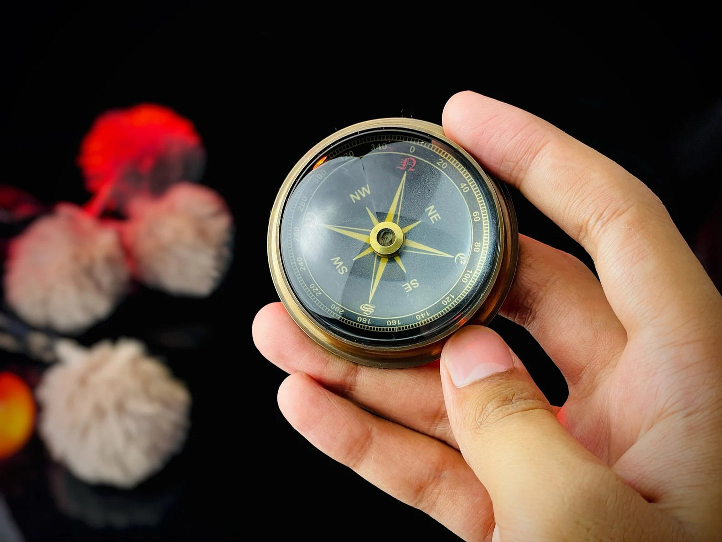 Vintage Brass Compass Paperweight – Nautical Gift