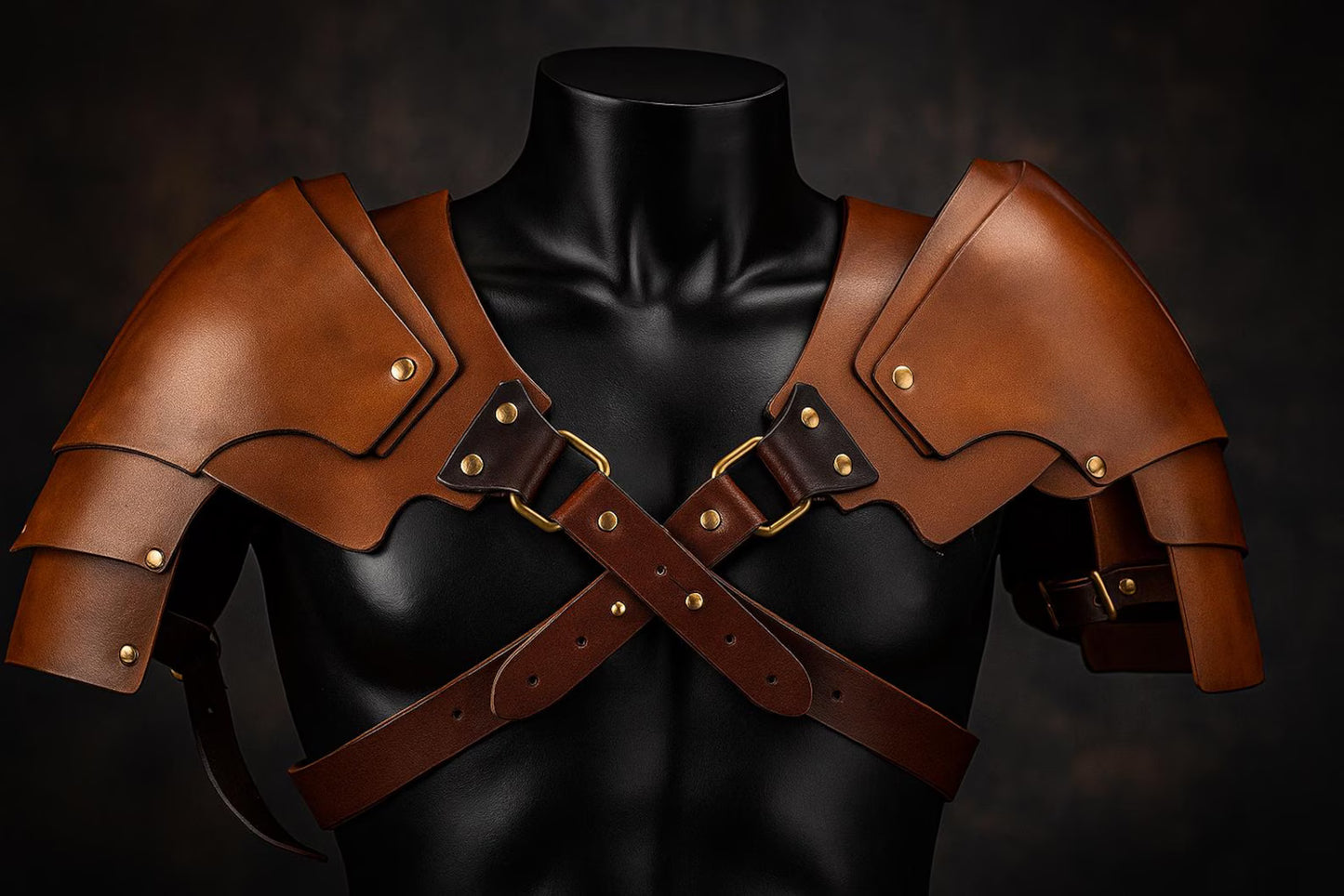 Handmade Leather Shoulder Pauldron: Medieval Armor, LARP Cosplay