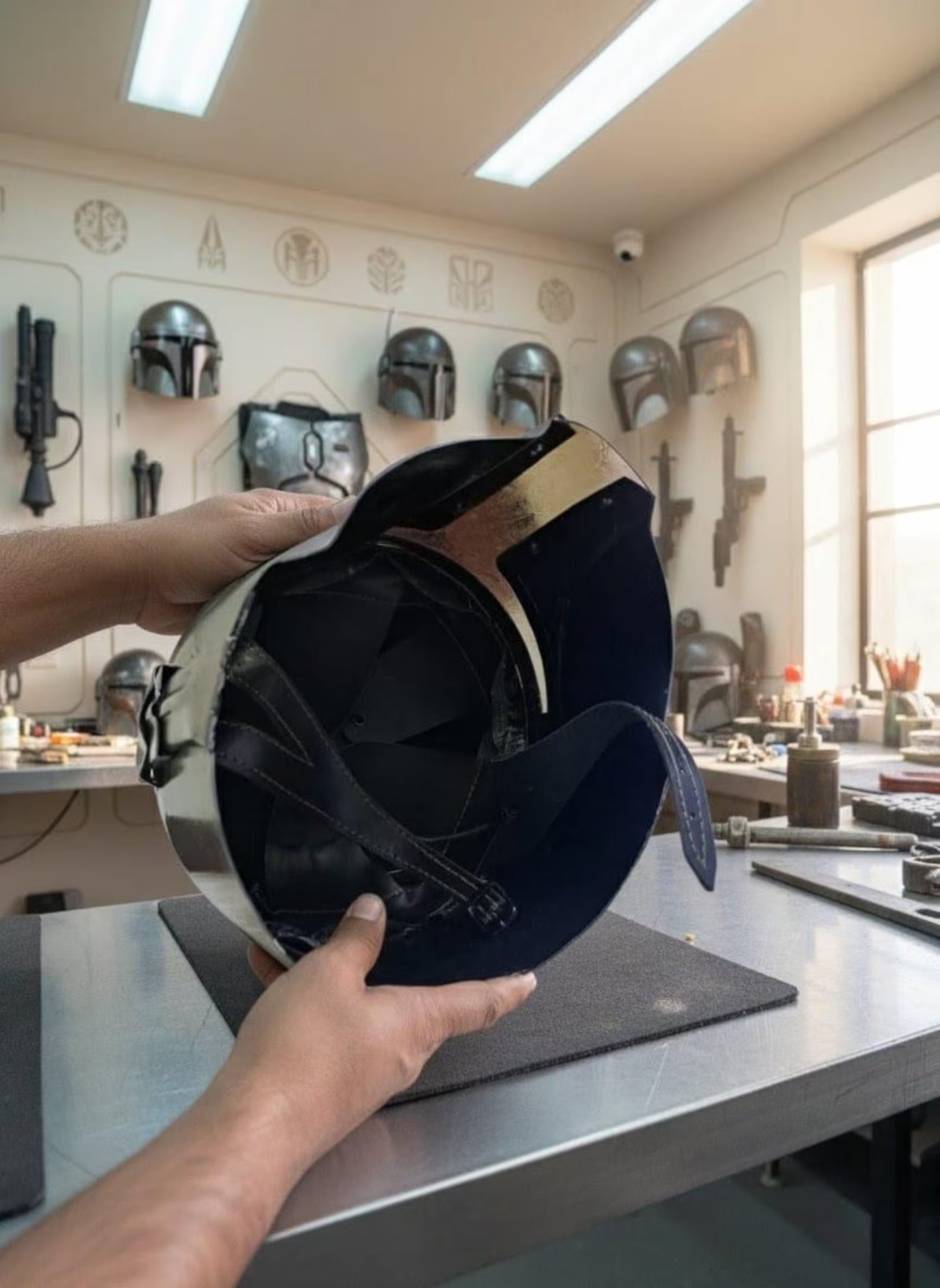 Beskar Mandalorian Helmet – Handmade Steel Cosplay Armor (Adult Size)