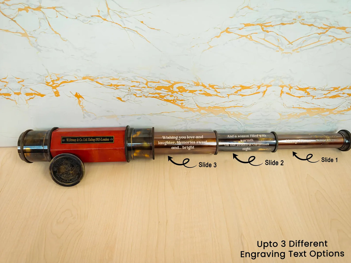 Personalized Brass Spyglass Telescope – Handmade 24" Victorian Marine Telescope with Leather Case