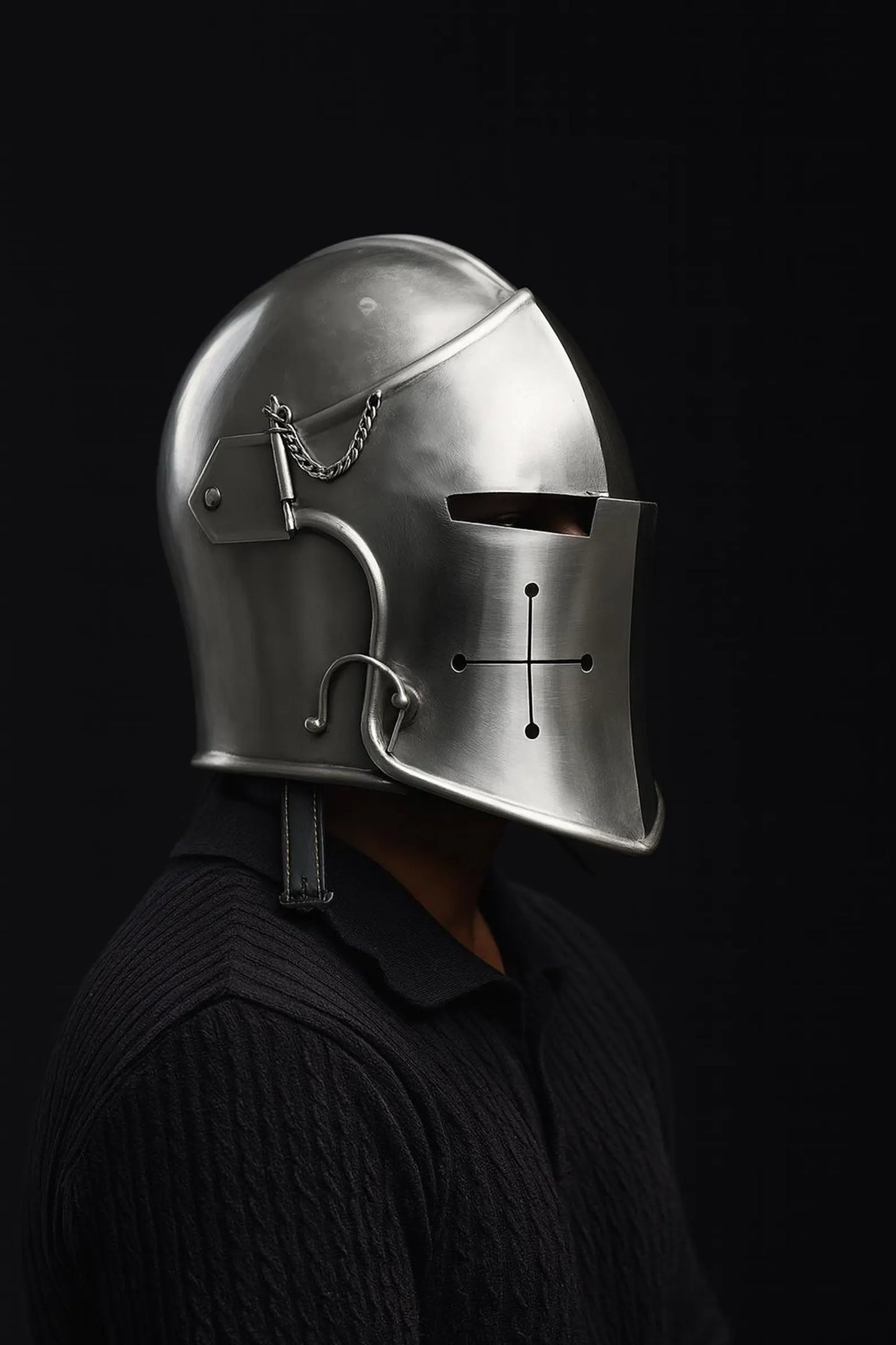 Barbuta Helmet – Medieval Knight Armor, 18-Gauge Steel, Visored Warrior Helmet for Cosplay & Halloween