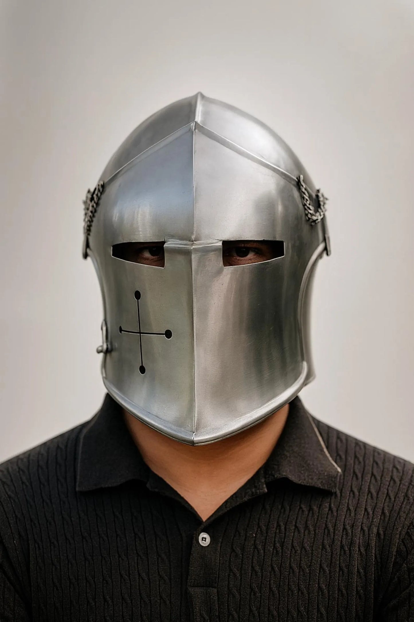 Barbuta Helmet – Medieval Knight Armor, 18-Gauge Steel, Visored Warrior Helmet for Cosplay & Halloween