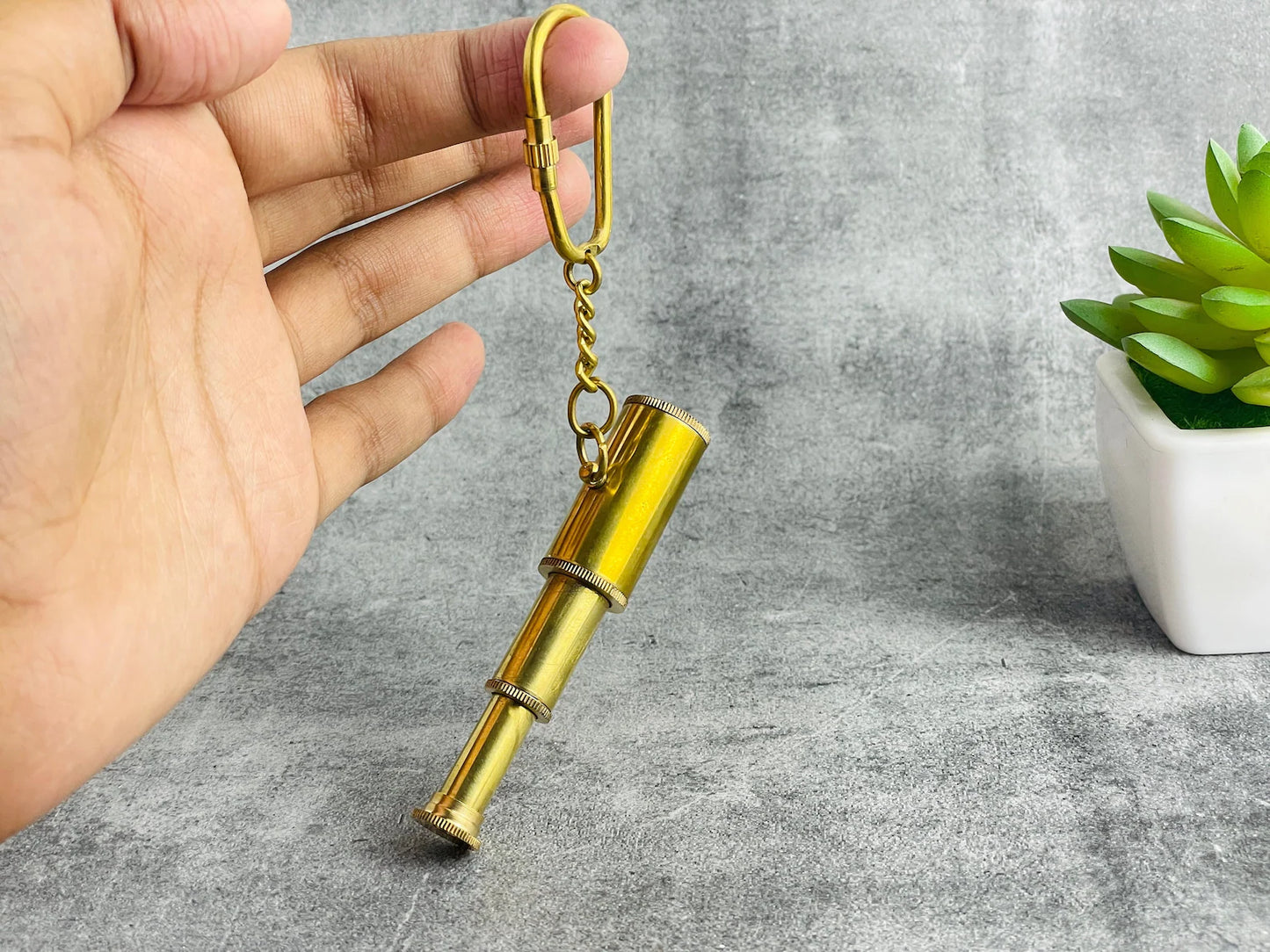 Solid Brass Mini Telescope Keychain – Gift for Astronomy Lovers