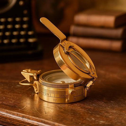 Antique-Style Brass Pocket Compass – Maritime Navigation Instrument
