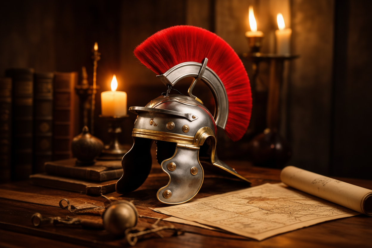 Roman Centurion Steel Helmet – Collectible Replica with Display Stand