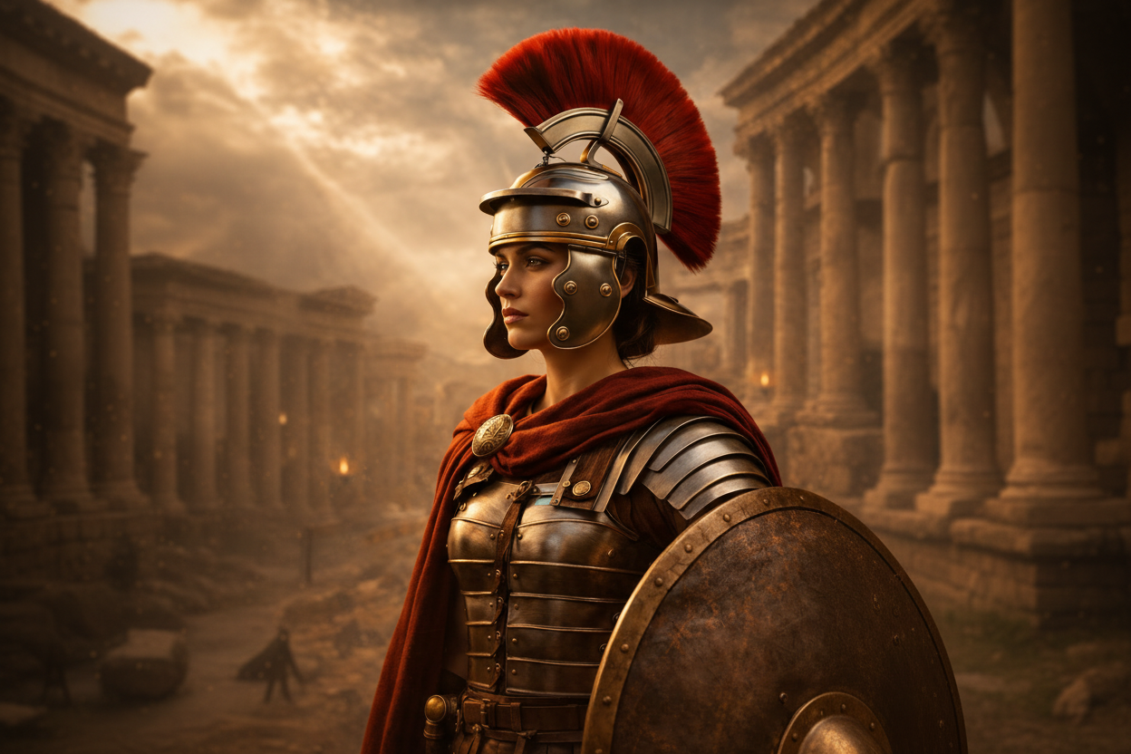 Roman Centurion Steel Helmet – Collectible Replica with Display Stand