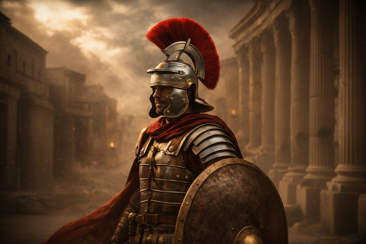 Roman Centurion Steel Helmet – Collectible Replica with Display Stand